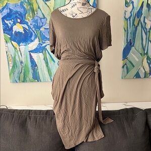 Calvin Klein Asymmetrical Taupe Dress